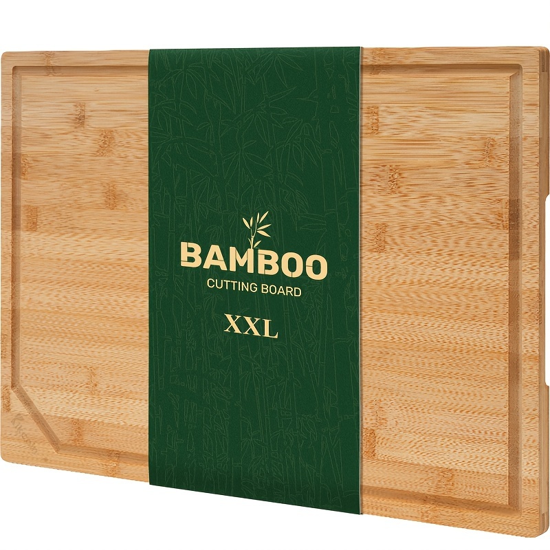 

Bamboo Cutting Boards For Kitchen, Extra Large Wood Cutting Board With Deep Juice And Handle Heavy Duty Chopping Board, Kikcoin, Kitchen Tools.20" X 14".valentine's Day, Homecoming, Day.