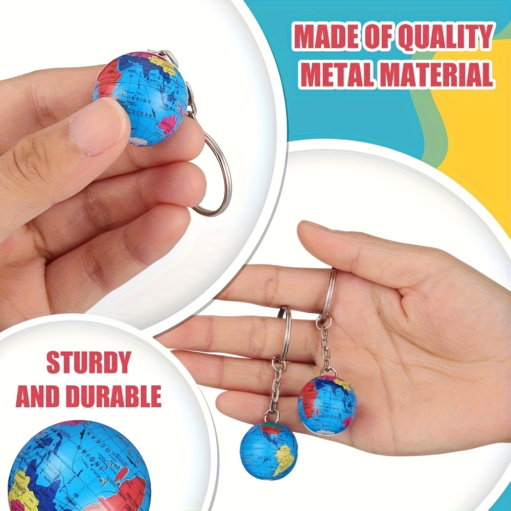 TEMU 25pcspcs Mini Keychains - Color-coded Pvc Map With Continents, Educational Travel Souvenir Suitable For Birthday Favors, Supplies & Backpack