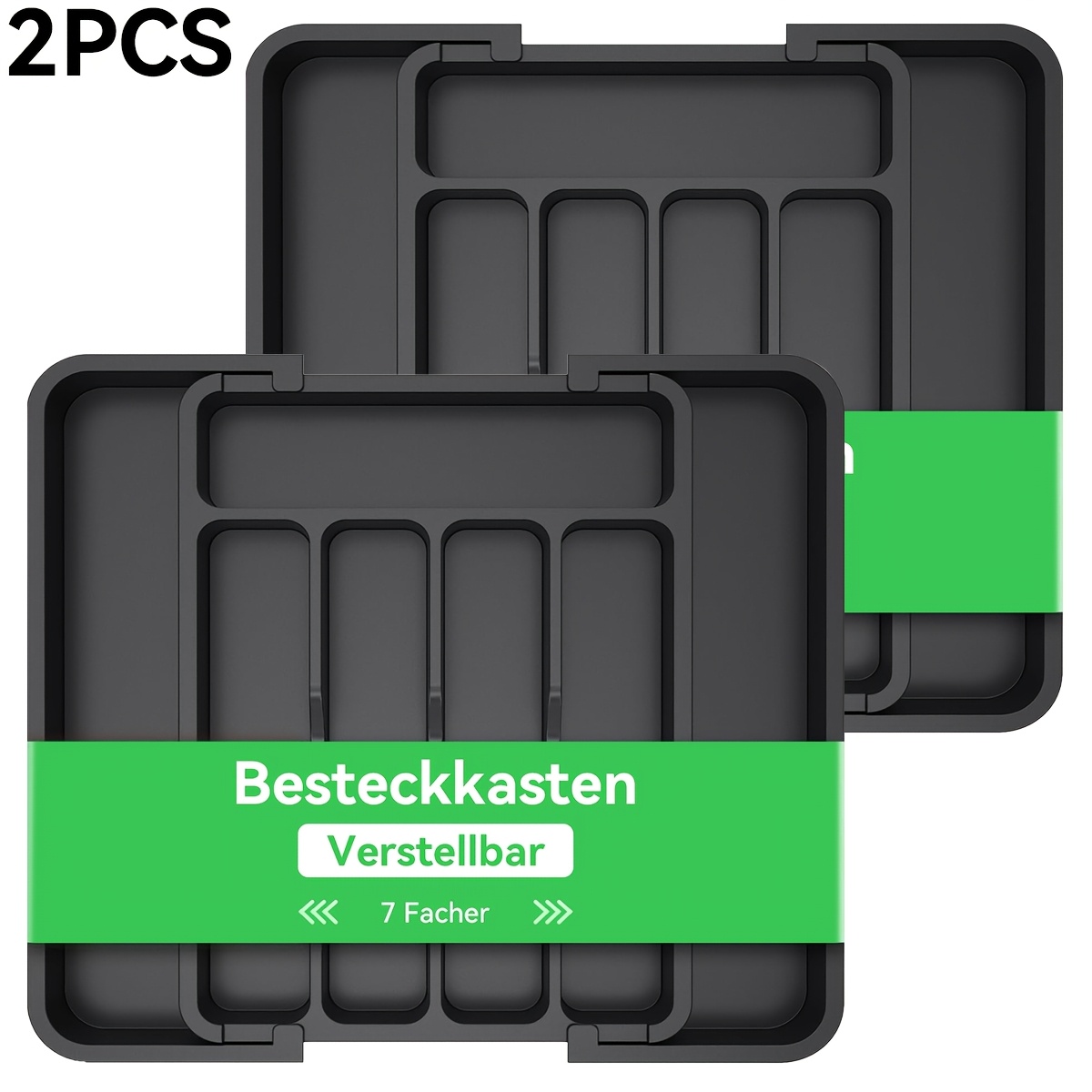 Adjustable Plastic Cutlery Organizer With A Depth Of 31 Cm, Featuring Compartments And Expandable Up To 37 Cm, Designed For Spoons And Forks