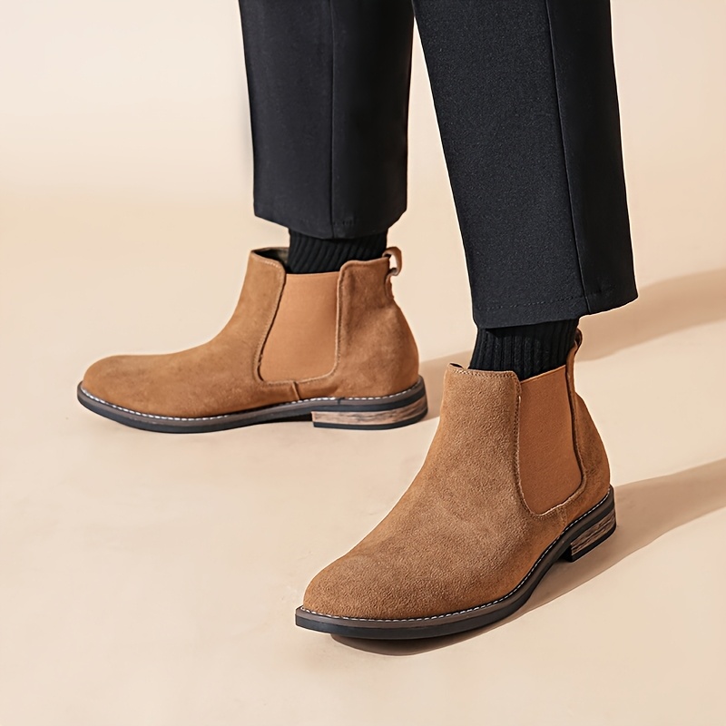 mens leather chelsea ankle boots slip elastic Temu