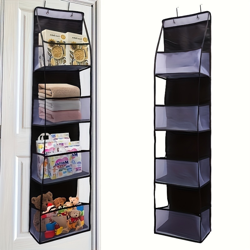 

1pc Multi- 4-tier Wall Hanging Storage Organizer, Large Capacity Foldable Fabric Door Hanging Bag For Kitchen, Toys, Bathroom , Living Room, Nursery, Bedroom - Space-saving Transparent Shelves