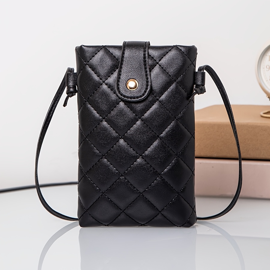 TEMU Sac Bandoulière pour Femme, Pochette à Téléphone Noire et Blanche, Sac à Une Épaule Léger et à Motif Losanges Matelassés Élégant, Porte-Monnaie