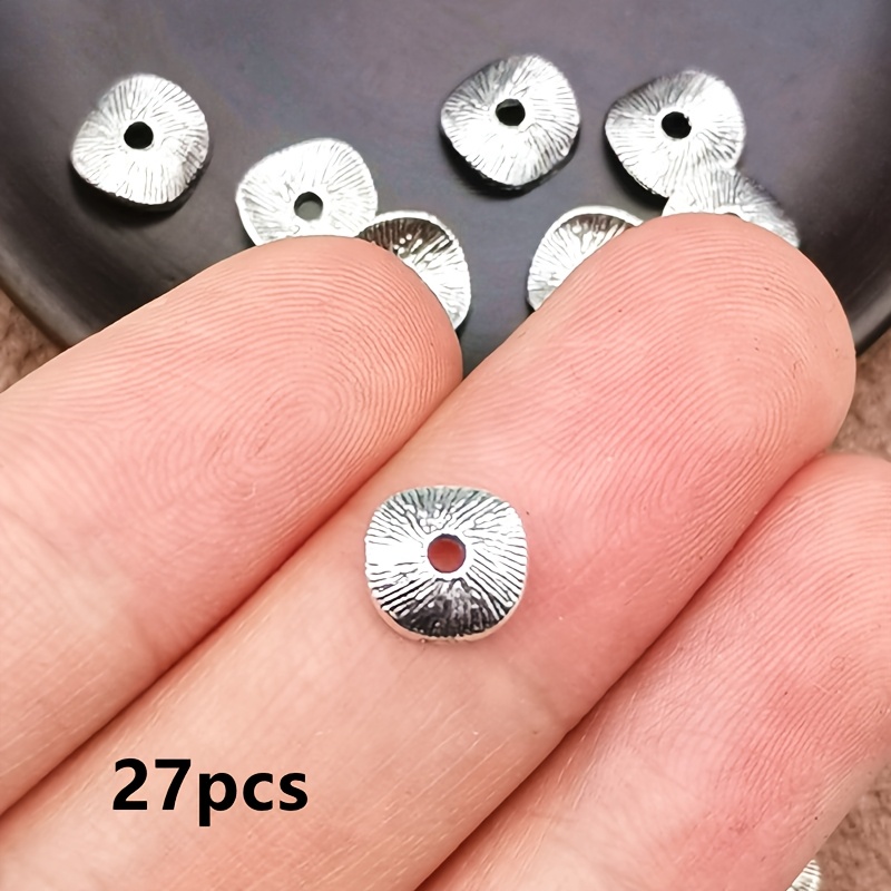 27pcs Irregular Twisted Circular Disc Charm Small Hole Beads Pendant, Beads, Bohemian Style Jewelry Accessories, Handmade Making Bracelet, Necklace, Earring Accessories 8mm