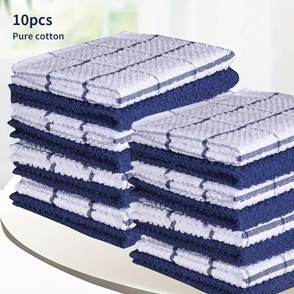 

100% Cotton Kitchen Towel (10/6pcs) - Super Soft, Highly Absorbent, Durable - Suitable For Kitchen Dish Towels - For Home Cleaning Stripes In A Variety Of Colors