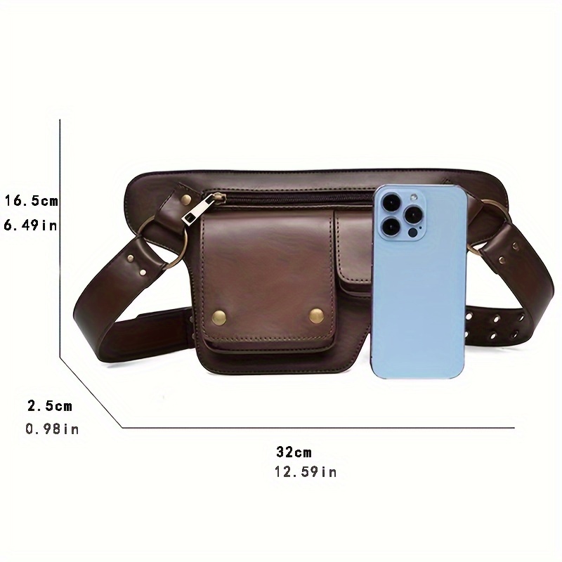 vintage synthetic leather belt bag punk style adjustable - Temu Mexico