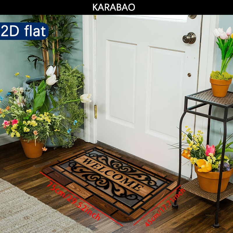 TEMU 2d Flat, 1pc Welcome Doormat, Wrought Iron Pattern Decorative Doormat, Home Welcome Mat, Soft Flannel Material, Thickness 1.2cm, Weight 500g/ã¡,