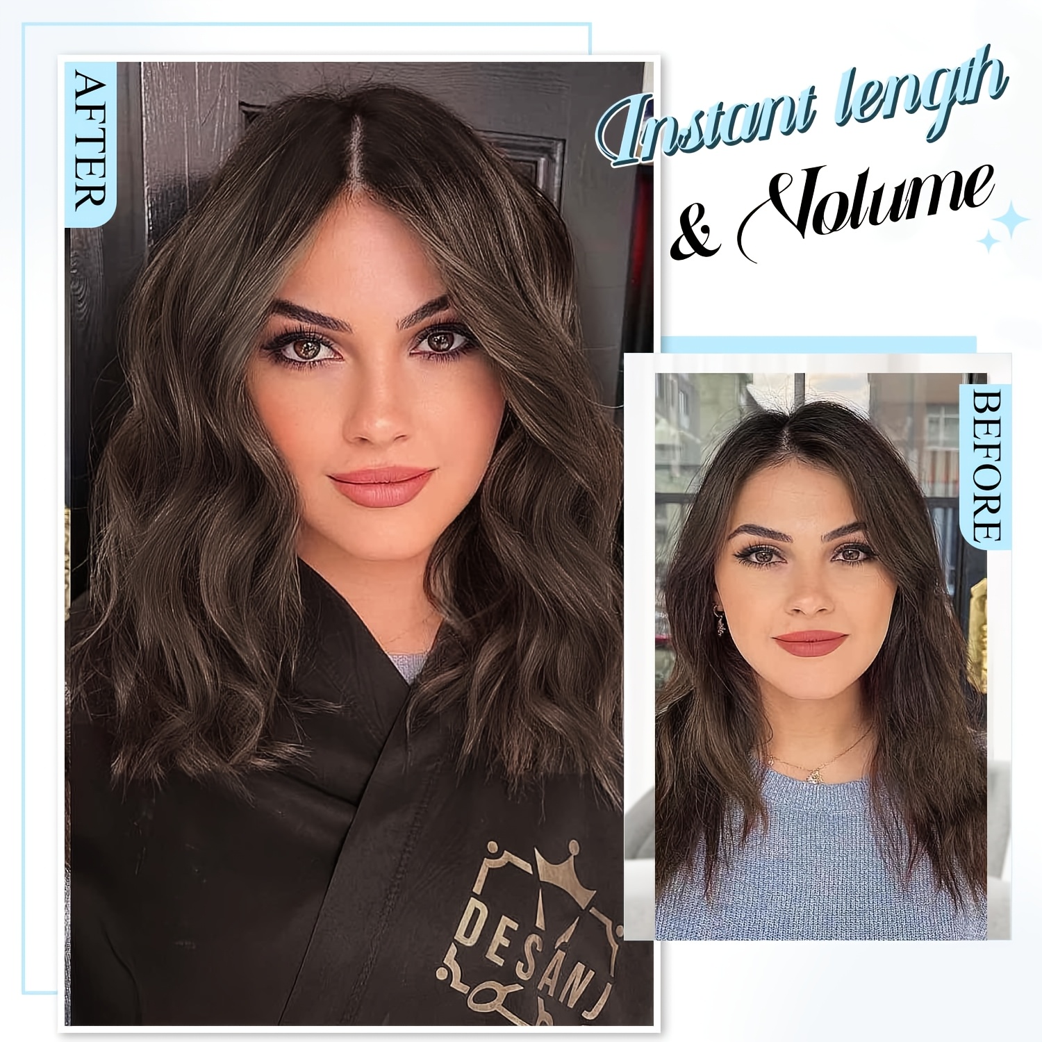 4pcs   clip in hair extensions for women - short curly wave with invisible lace weft,   synthetic hairpieces for daily & party use, all   details 4