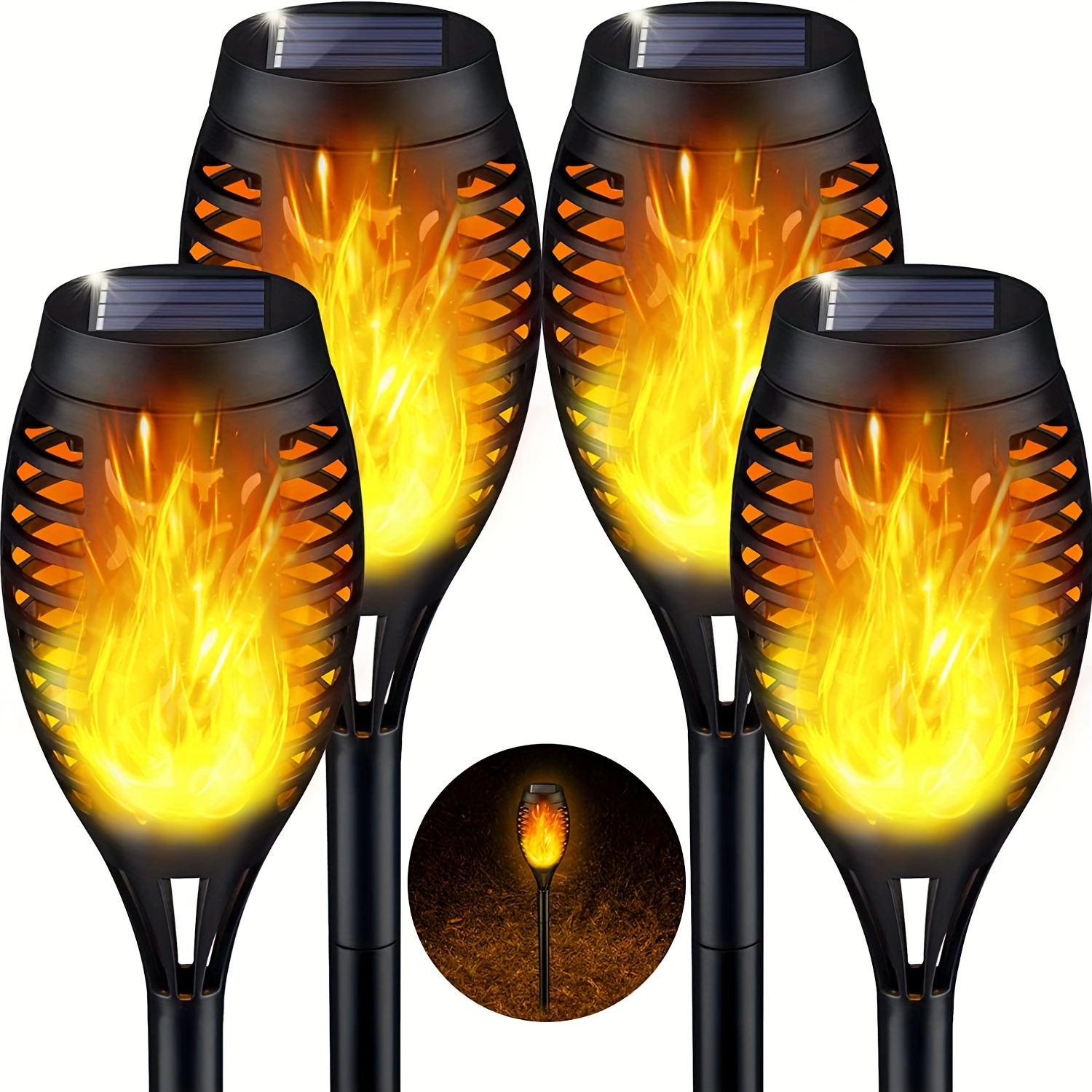 

4/8/12pcs Solar Lights, Outdoor Solar Torches Light For Garden Decor, Waterproof Decorative Led Solar Lights For Outside Pathway Patio Yard Decor Landscape Christmas & Halloween Decorations
