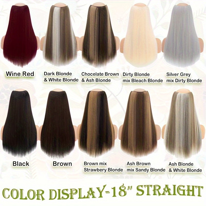 18inch 45cm u shaped   clip in hair extensions with 5 clips x thicker 3 4   synthetic long straight hairpiece soft v shape hairpieces add hair volume for women holiday cosplay party gift daily details 2