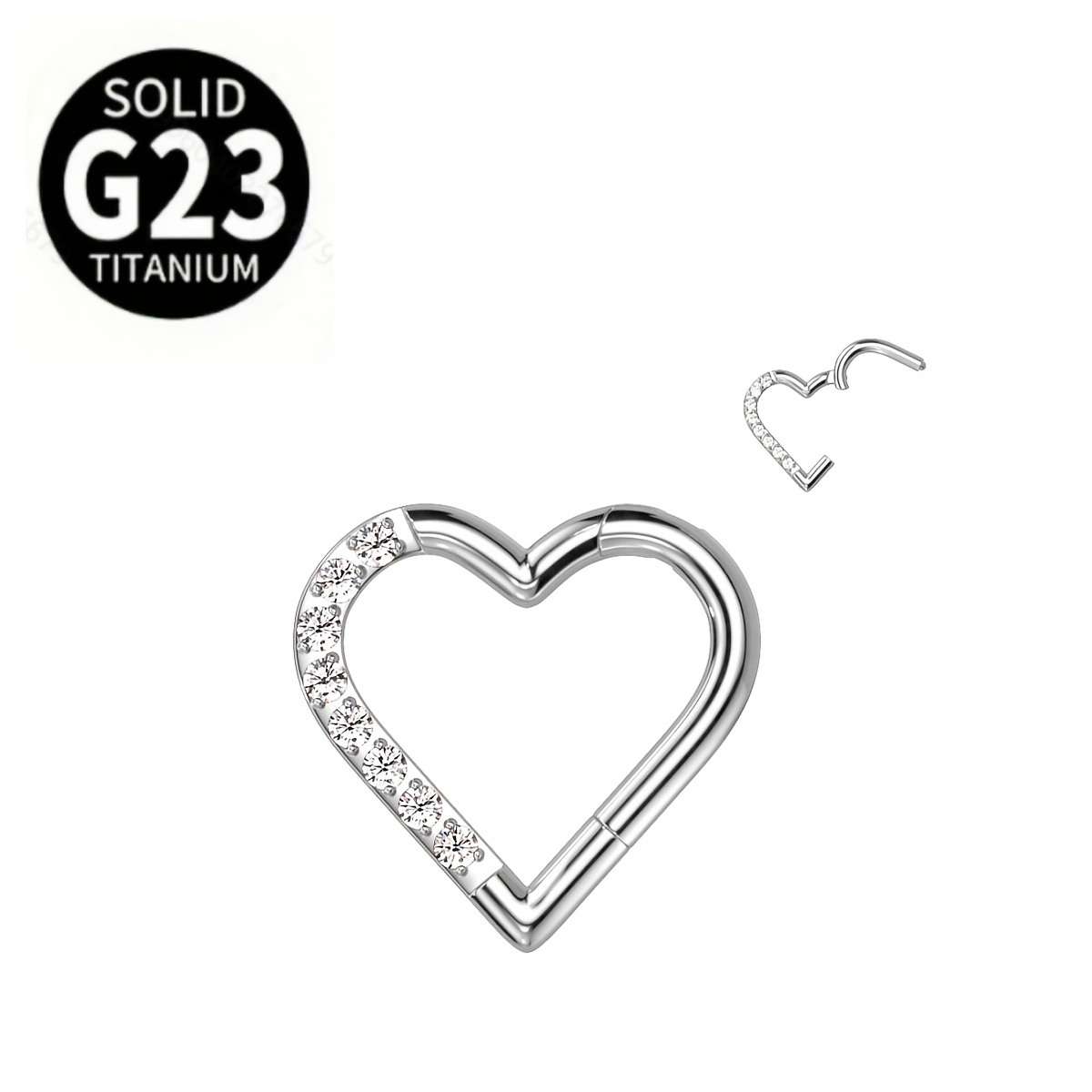 E-shop Elegantes G23 Herzförmiger Nasenring Europäische und Amerikanische Muschel Körper Piercing Schmuck Synthetische Zirkonia Nahtloser Damen