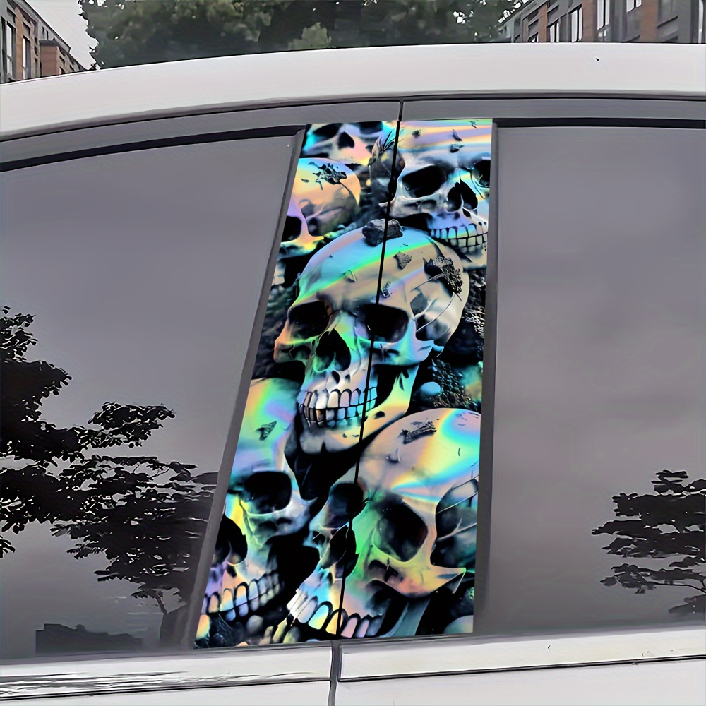 

2pc Pvc Pile Cartoon B-pillar Decals - Alien Monster Horror Theme, Self-adhesive Front Placement, Semi-glossy Polyvinyl Chloride, Single Use, Suitable For Vehicle Exterior Decoration