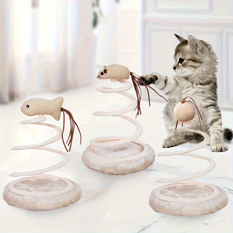 Plush Spring Mouse and Fish Toys for Cats Soft, Interactive Disc with  Polyester Material, Suitable for All No