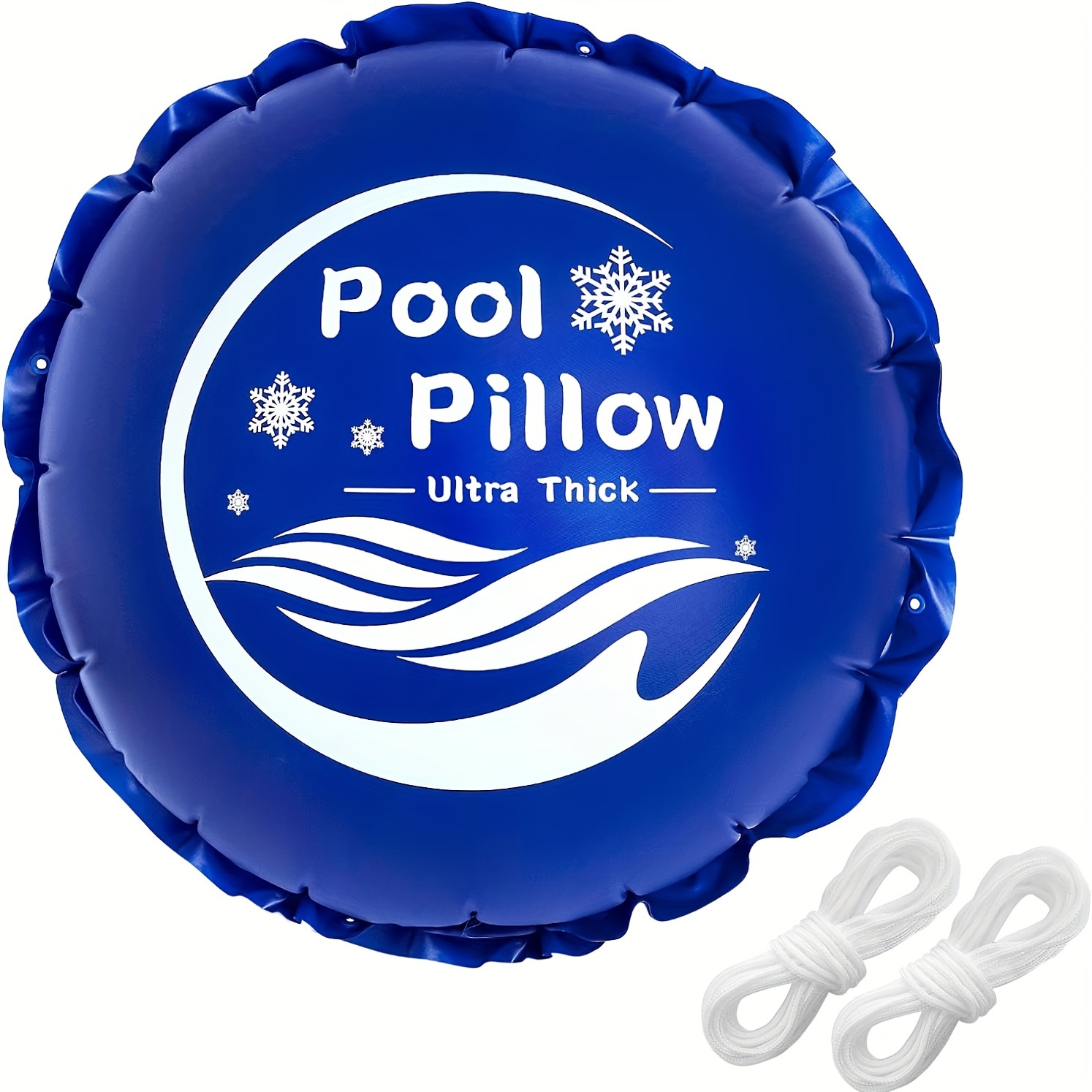Image of 1pc Ultra Thick 0.4mm Pvc Round Pool Pillow For Above Ground Pools - Leak-proof, Freeze Protection With 33ft Ropes & Repair Patches, Durable In