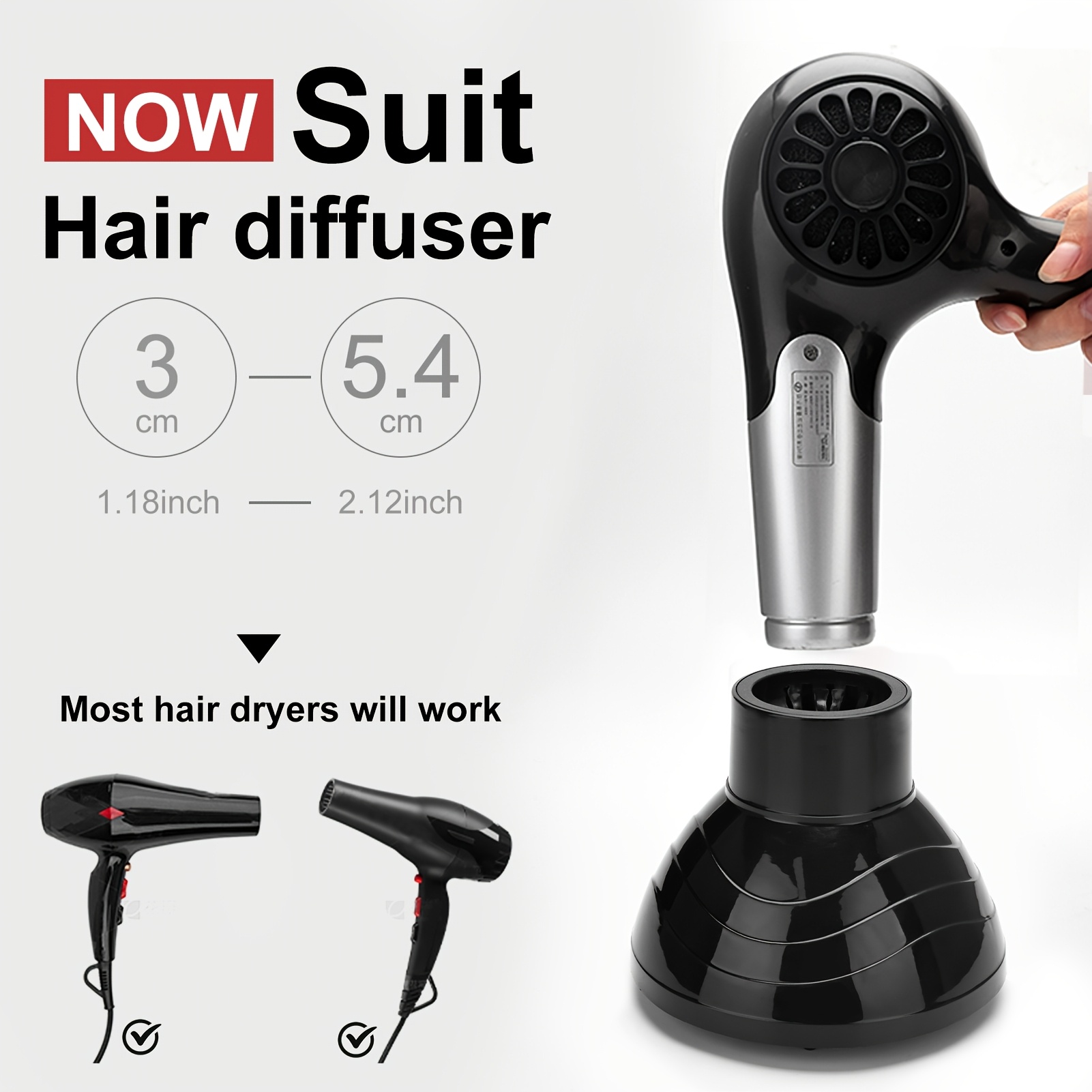 Universal Curling Diffuser & Hands-Free Drying Cap Hair Dryer Set