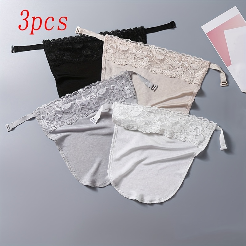 Image of 3pcs Summer Low-neck Clothing Bra Additions: Comfortable And Elegant, , Plate-style Strapless, Versatile For Women, False Collar With Lace Design, Fashionable Elastic Chest Wrap, Random Colors