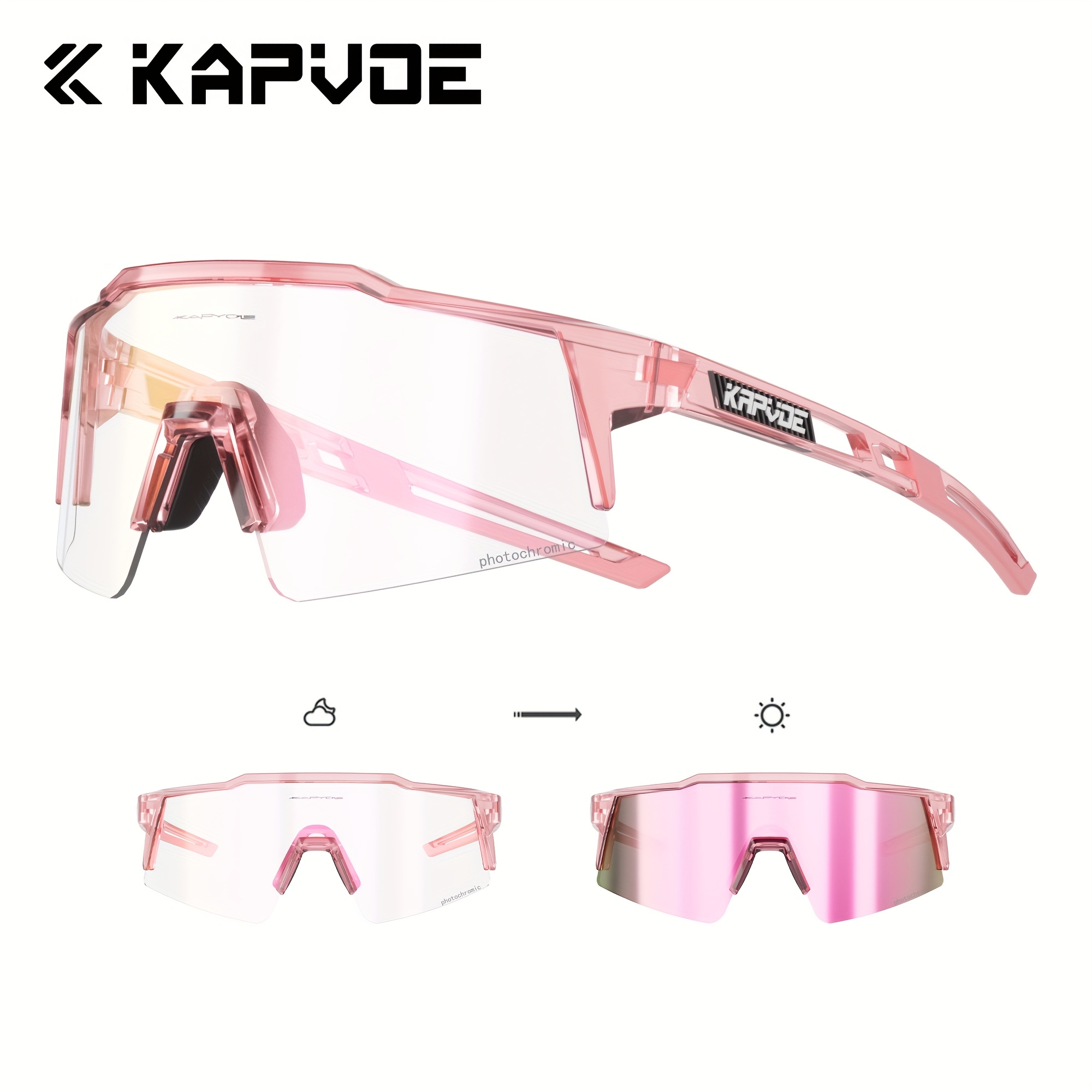 Image of Kapvoe Photochromic Cycling Glasses Outdoor For Men Women Eyewear Mtb Bike Cycling Glasses Fishing Running Hiking Riding Camping Eyewear