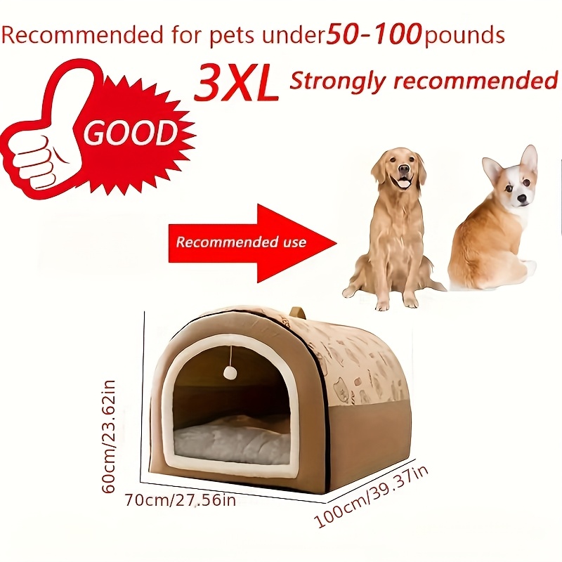 TEMU A Pet Dog Bed For All , Featuring A Larger And Thicker Oval Design With A Handle, Suitable For Pets Weighing Up To 88 And Easy To Clean