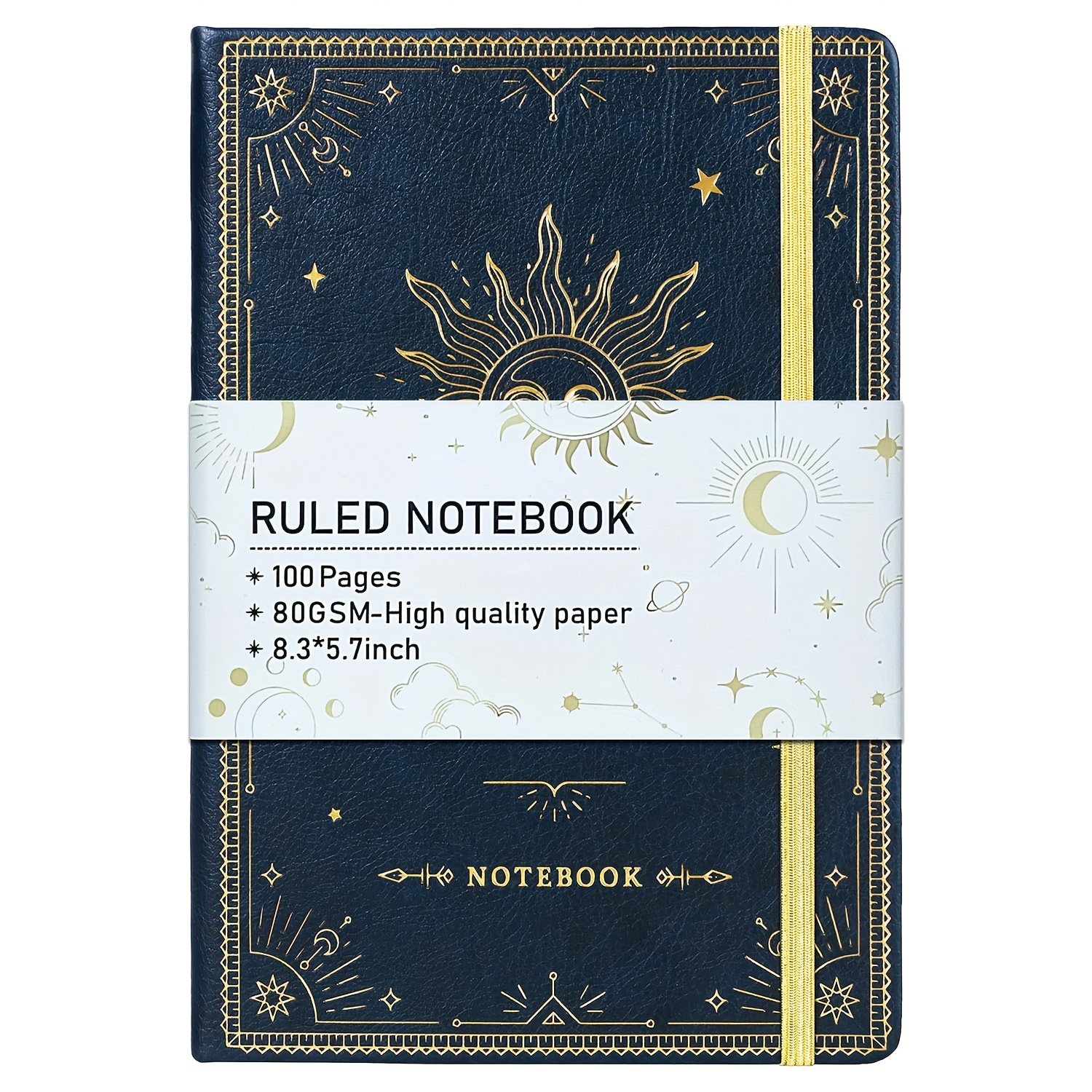 E-shop Liniertes Notizbuch/Tagebuch – Premium Dickes Papier Kunstleder Klassisches Schreibheft mit Tasche + Trennblatt Geschenk, Gebunden, Mittelgroß