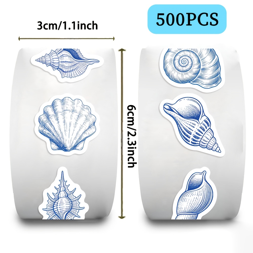 TEMU 500pcs/Rouleau Autocollant Étanchéité Océan Bleu Rouleau Décalcomanie pour Bagages Guitare Scrapbook Cadeaux de Fête