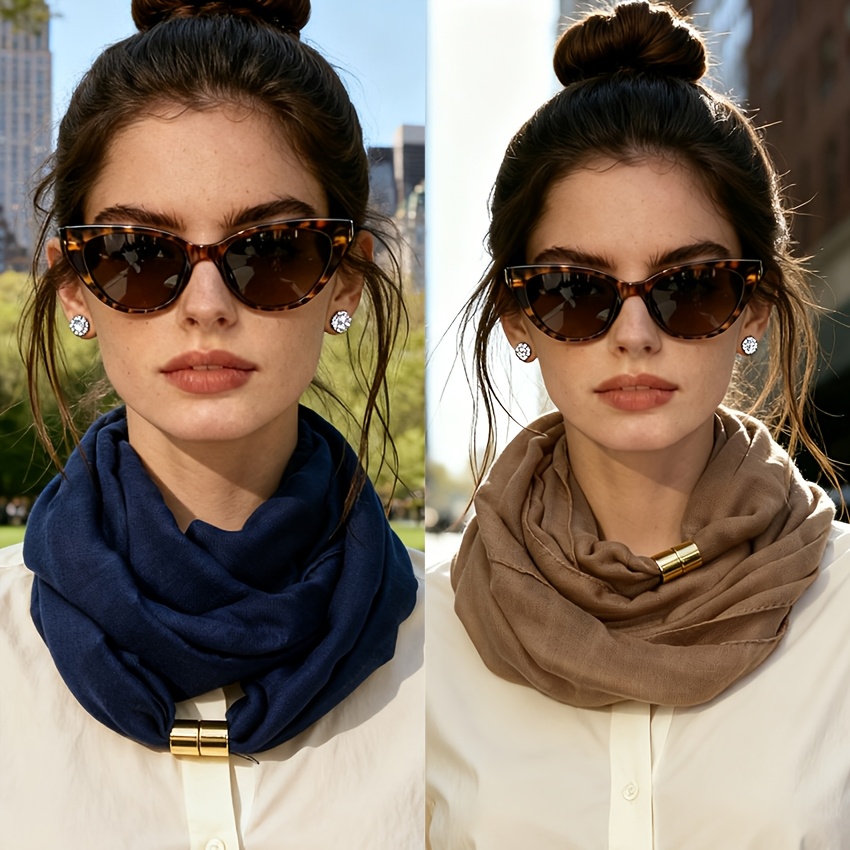 TEMU 2pcs Solid Color Scarf, Autumn/winter Warm Versatile Basic Women's Short Neck Warmer, -friendly Autumn/winter Windproof Women' Neck Accessory,
