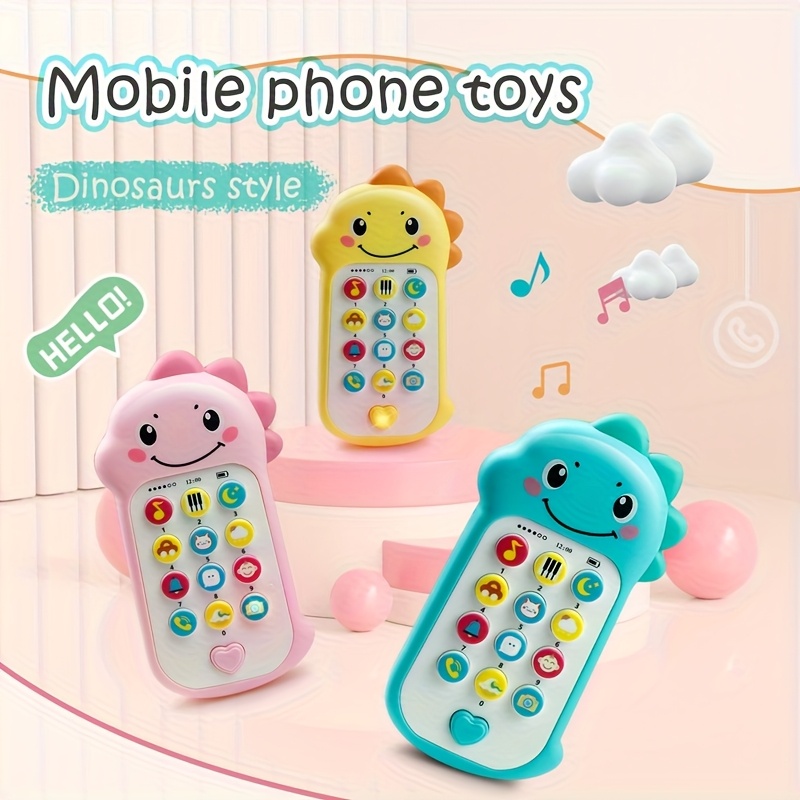 1pc Dinosaur Music Phone Toy with Light And Sound, Baby Early Education Toy, Halloween Christmas Kids Gift, Random Color Shipped