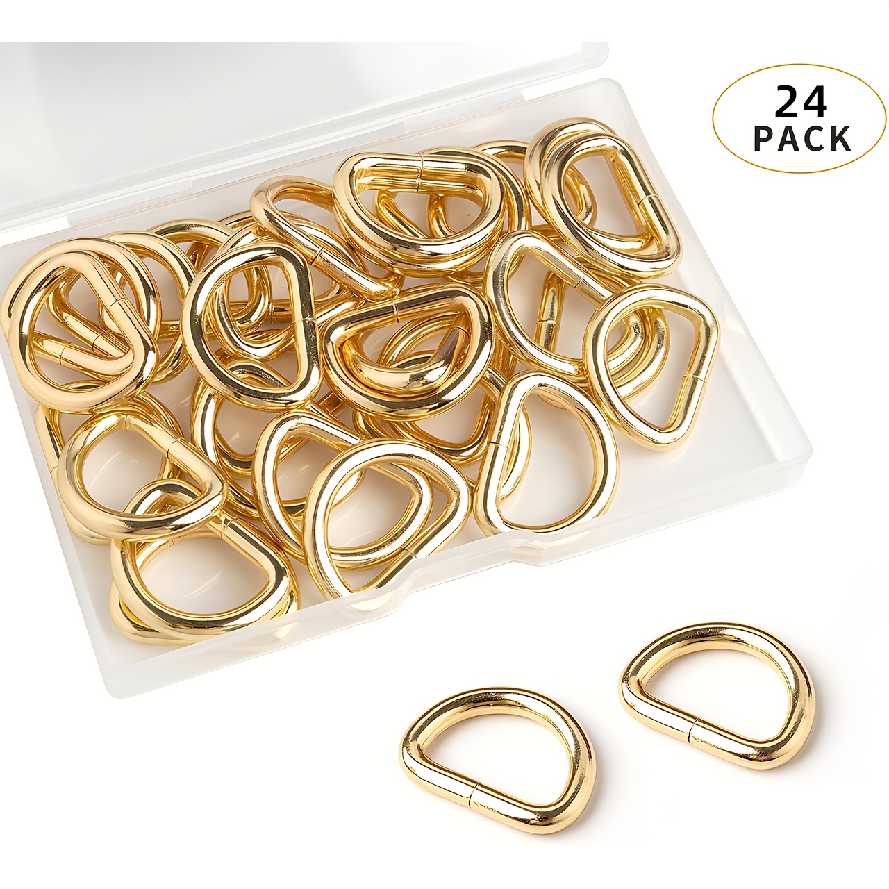 TEMU Lot de 24 pièces Sangle à œillets en métal robuste 1/2 pouce 13 mm - Boucle demi-ronde dorée (13 mm × 2,5 mm) pour bagages/ceintures/accessoires