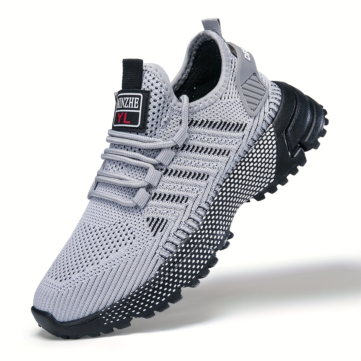 mens breathable mesh sneakers casual stylish non slip eva sole lace up   running walking outdoor activities  