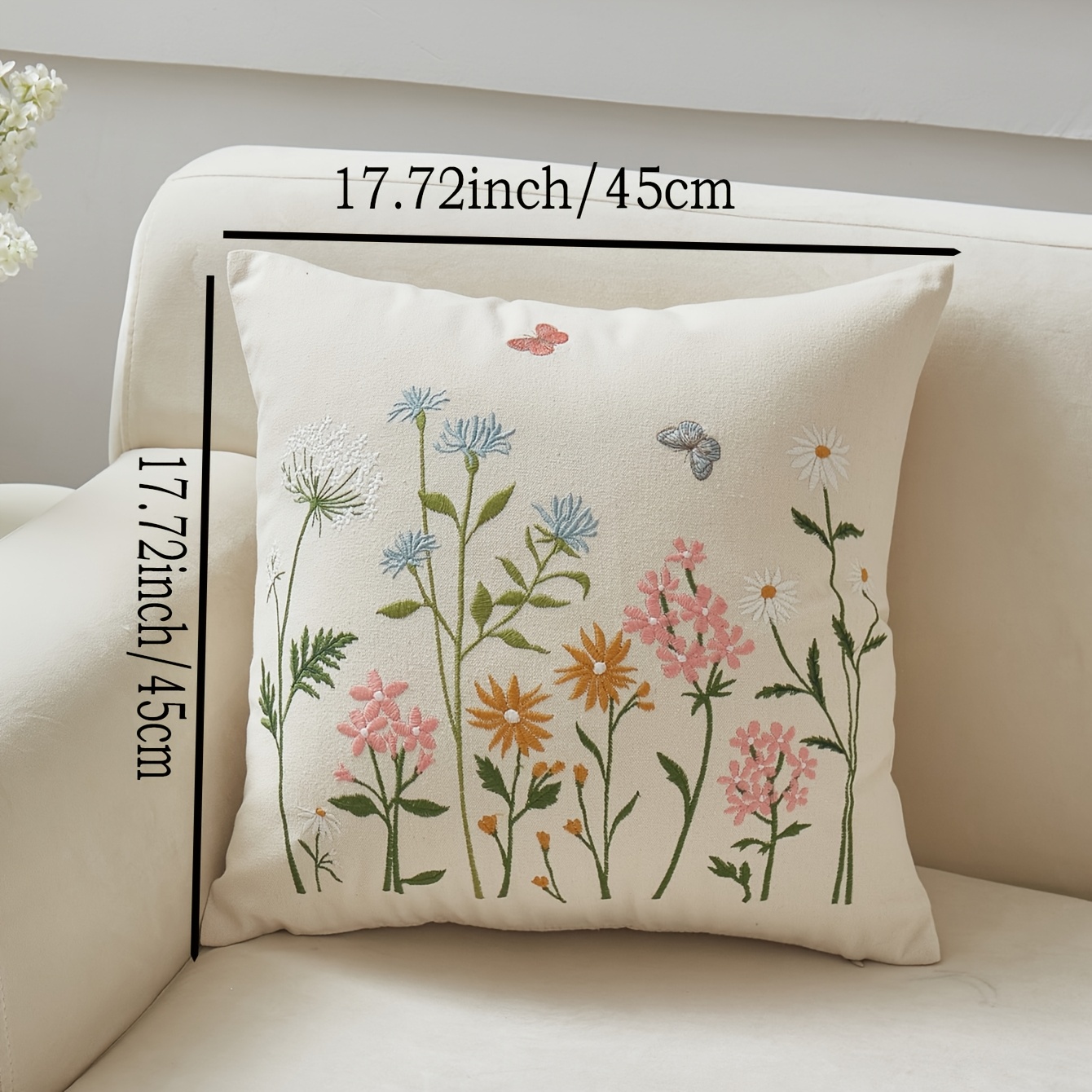 Spring Summer Floral 3d Embroidery Pillowcase 1pc Home Decor
