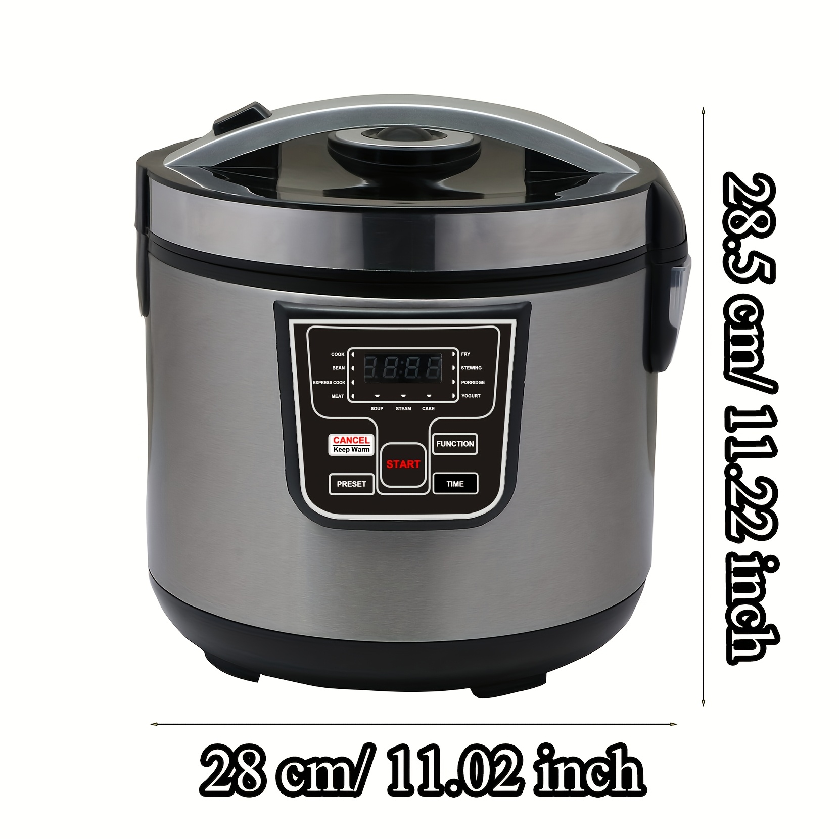 Multi functional household rice cooker, 11 preset cooking options, 5 liters water capacity, up to 12 cups of rice, with non stick inner pot, 24-hour delay timer and automatic keep warm function, UK plug