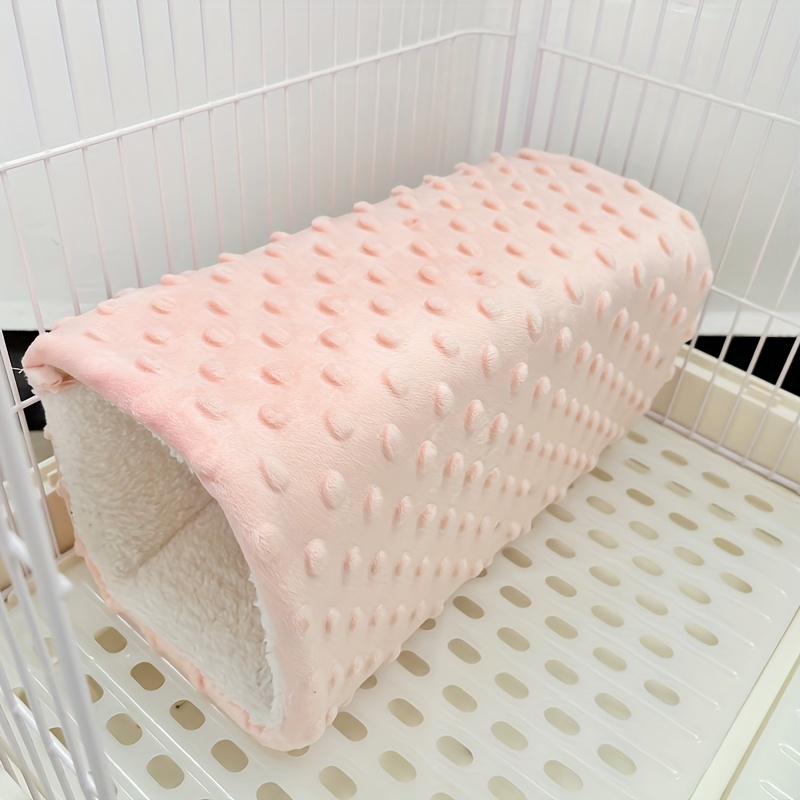 TEMU 1pc Cozy Plush Rabbit Warm Tunnel, Hanging Small Tube For Boredom , Suitable For Dutch Rabbits, Guinea Pigs, And - Soft Autumn And Winter Nest Accessory