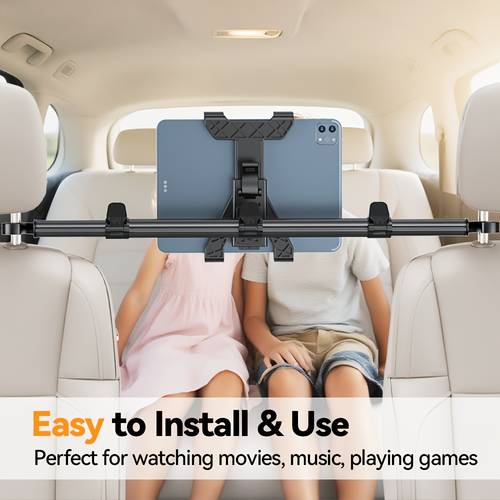 universal 360 degree rotatable car headrest tablet holder compatible with 7 11 inch ipad tablets devices adjustable and for rear seat travel durable abs material