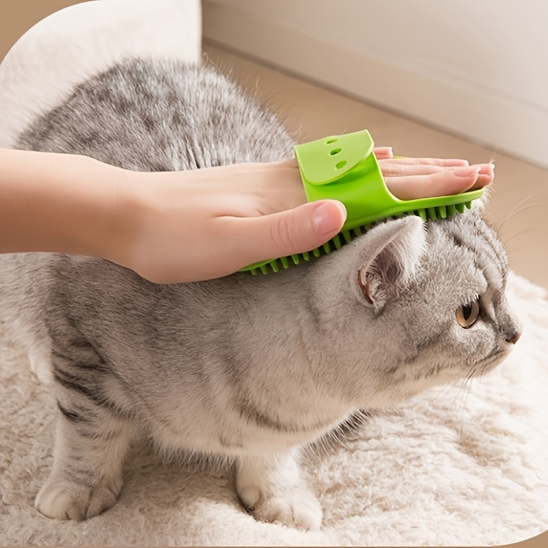 TEMU 2pcs Multi-functional Pet Comb Massage Gloves Dog Bathing Brush Cat Hair Removal Comb Table Leg Scratching Random Color