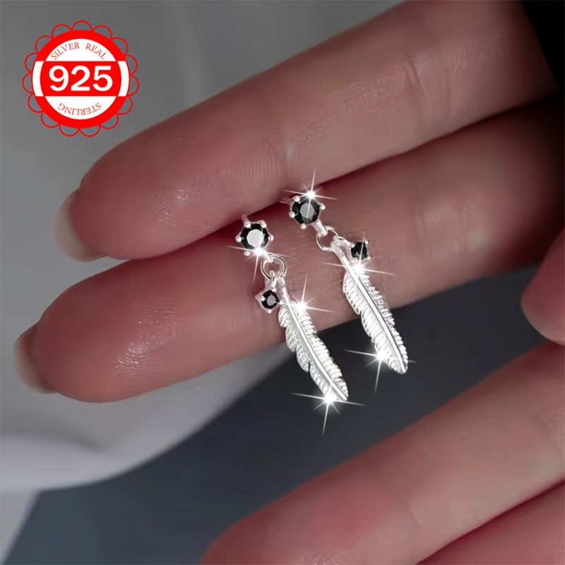 

925 Sterling Silvery Feather Drop Earrings, , Hypoallergenic Jewelry For Women, Perfect Gift For Couples, , , Weddings, Beach Vacations