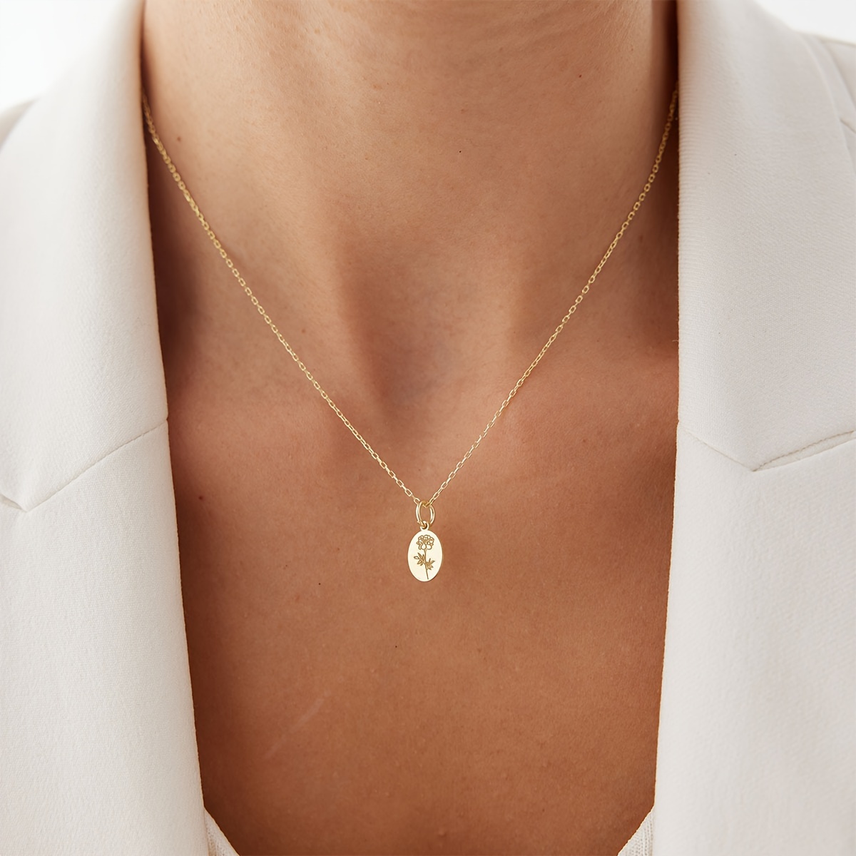 Women's Personalized 18K Gold-Plated Stainless Steel Pendant Necklace