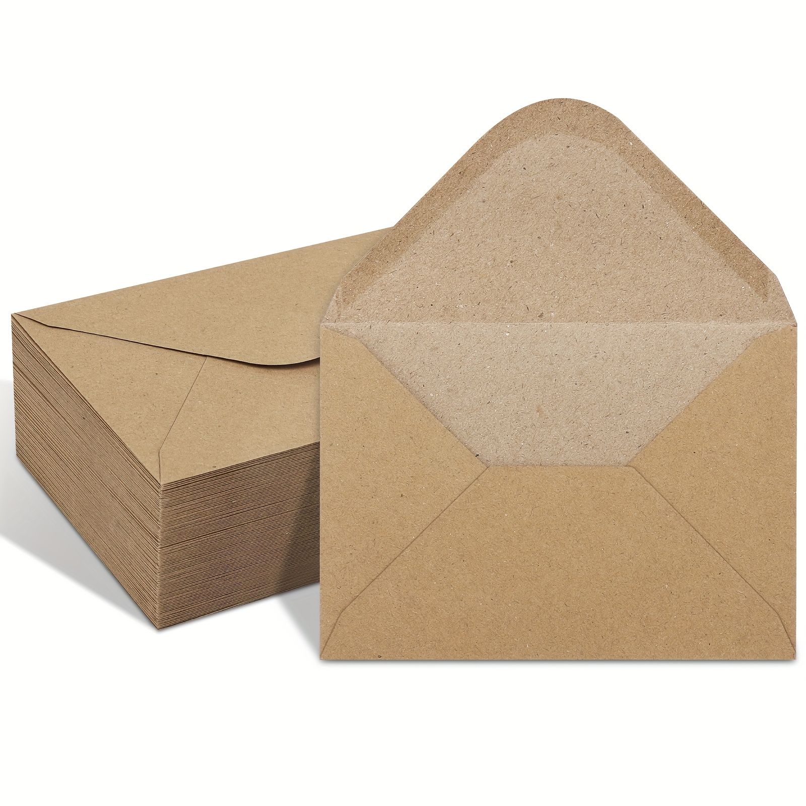 TEMU 25pcs Brown And White V-shaped Envelopes With Adhesive For Mailing, Office Supplies, 6.1" X 4.1", Birthday And Holiday Gift Decorations