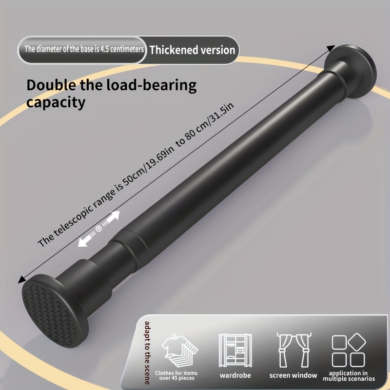 Image of 1pc, Wardrobe Rod, No-punch Support Rod, Curtain Rod, Shower Curtain Rod Stretched, Nail-free Telescopic Clothes Rack, Multi-functional Retractable Rod