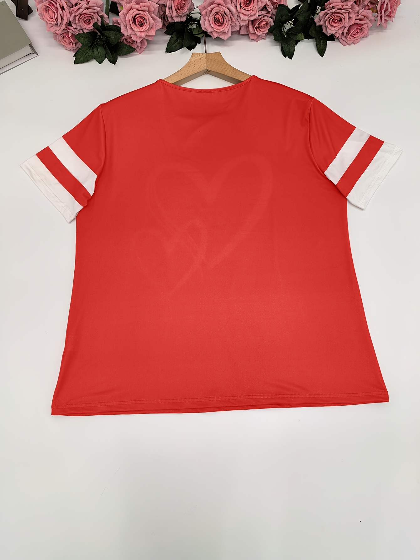 Women'S Plus Size Casual Short Sleeve T-Shirt with Elegant Heart Design - Soft, Comfortable Pullover for Spring/Summer/Fall, Plus Size Blouses