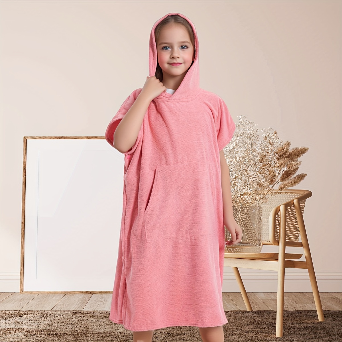 1pc Microfiber Hooded Surf Poncho, Wetsuit Changing Towel With Pocket, Quick Dry Beach Swimming Towel
