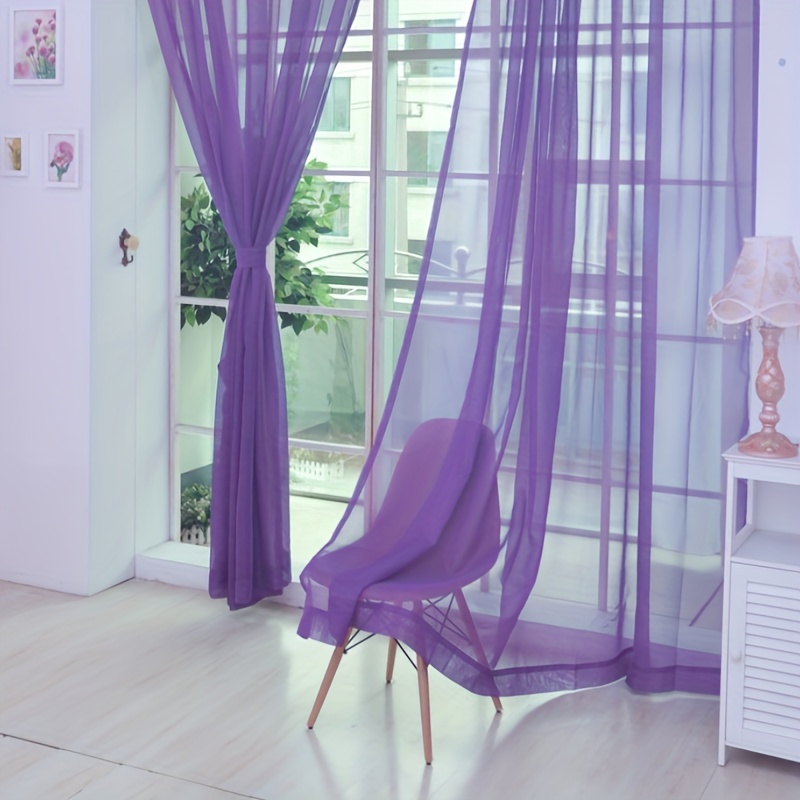 TEMU 2pcs Vibrant Sheer Voile Curtains - Lightweight, Breathable Window Panels For Room & Bedroom Decor, 78.7