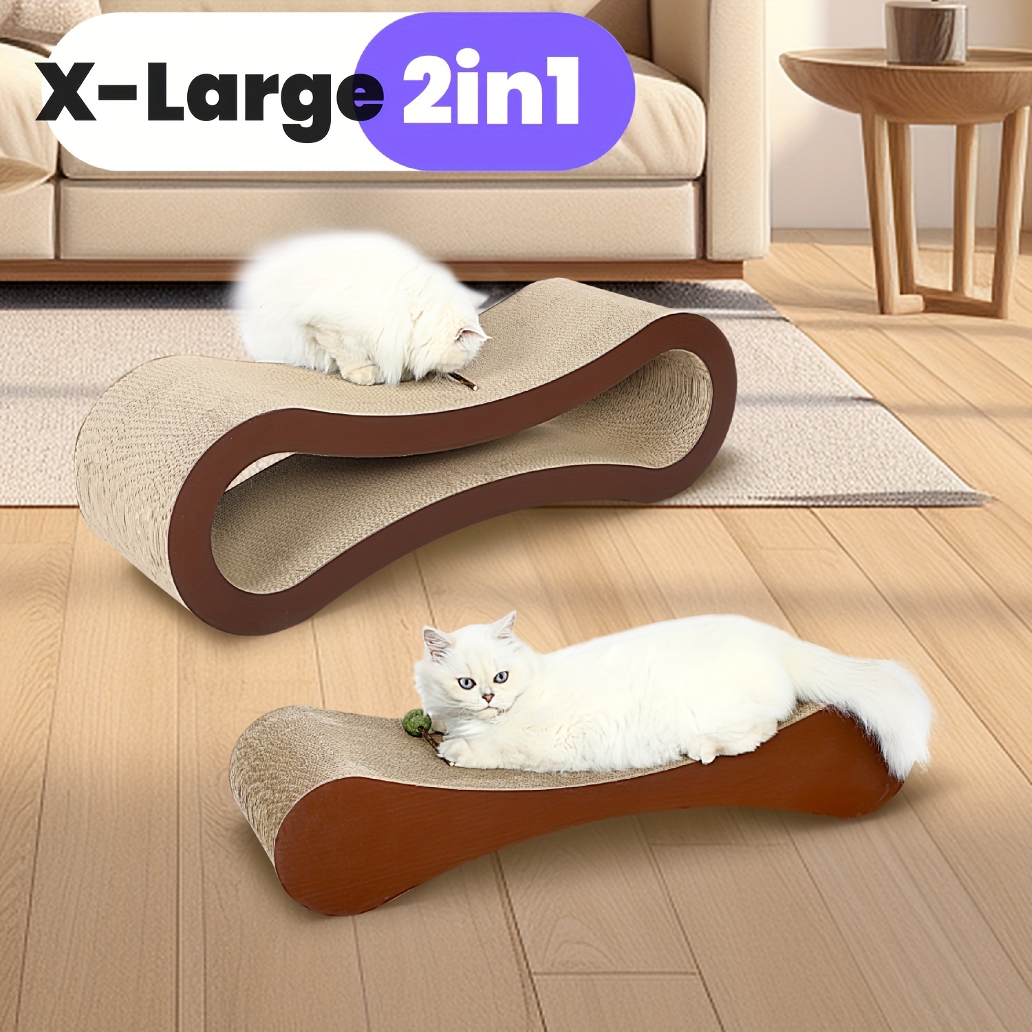 

Fluffydream 2 In 1 Cat Scratcher Cardboard, Cat Scratching Board Furniture Protector, Cat Scratching Post X-large 33.4 X 10.2 X 10.2 Inches