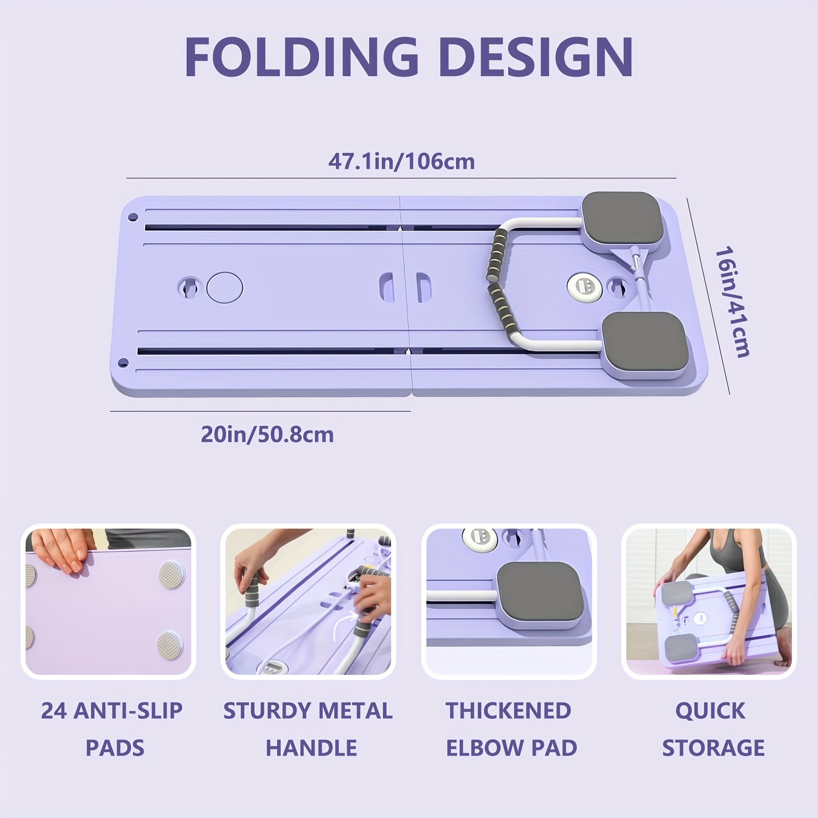 5 in1 pilates board for home foldable reformer machine pilates equipment foldable reformer pilates machine for home workout multifunctional ab exercise board purple details 0