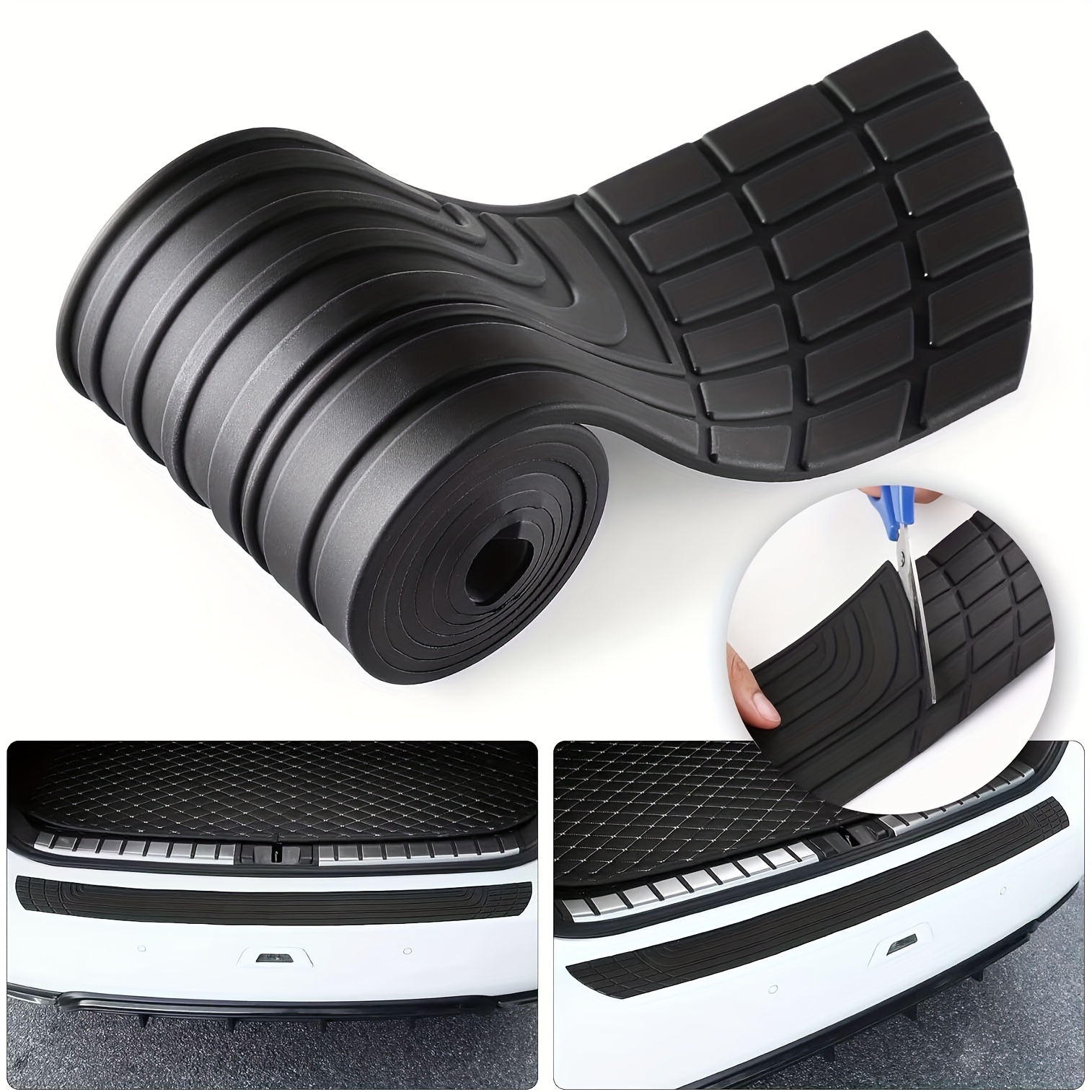 TEMU Car Rear Bumper Anti-collision Strip, Universal Rubber Anti-scratch Trunk Exterior Accessory, Cuttable Car Trunk Protection Strip, Suitable For