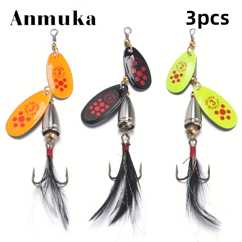 

Ensemble de 3 Spinnerbait Colorés Anmuka avec Crochets - Longue Distance, Appât Dur Réaliste pour la Pêche & , Appât Spinner pour la Pêche