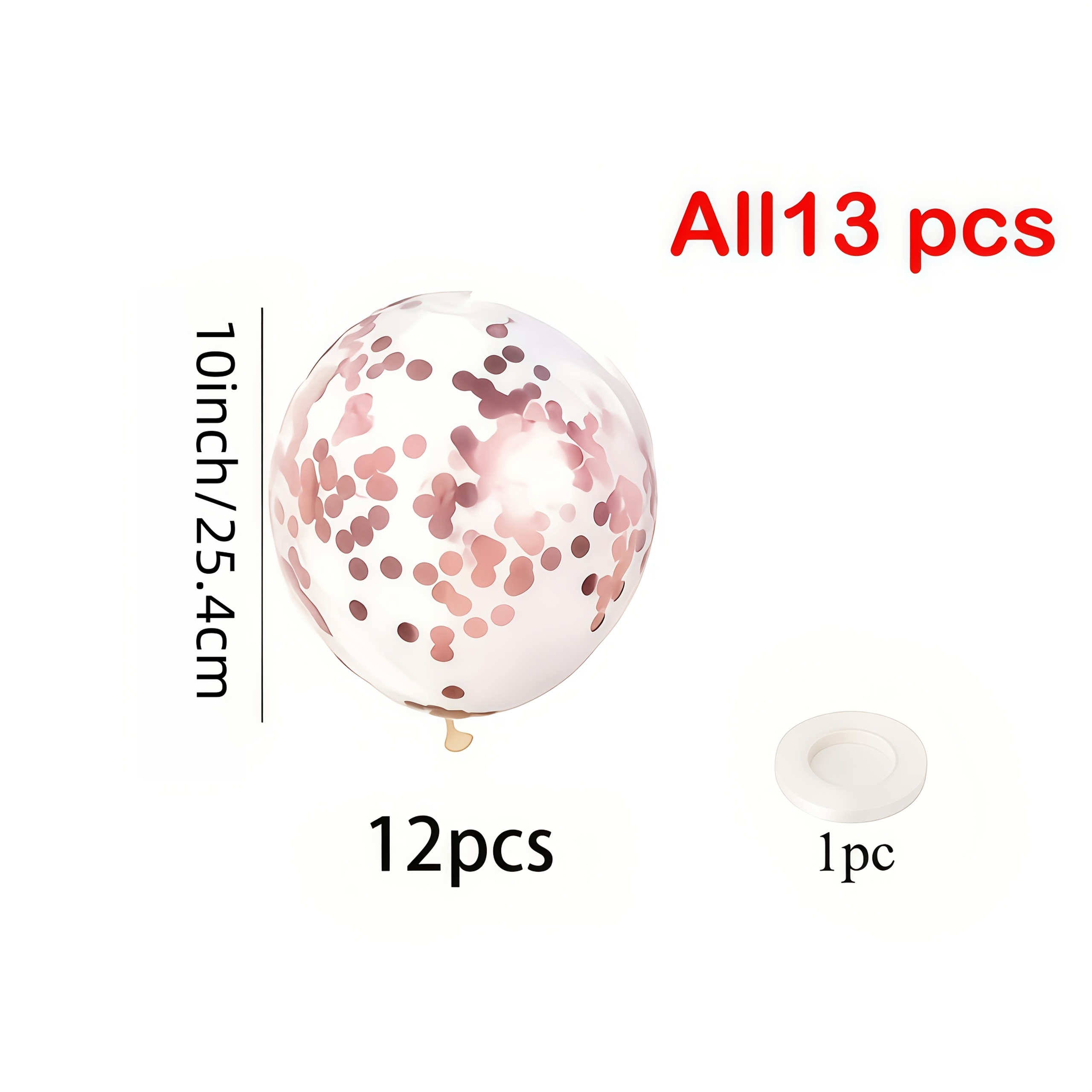 TEMU Photography Props 13pcs Rose Golden Glitter Balloon Set - Sparkling Latex Balloons With Glitter Decoration, Including A , Photography Atmosphere