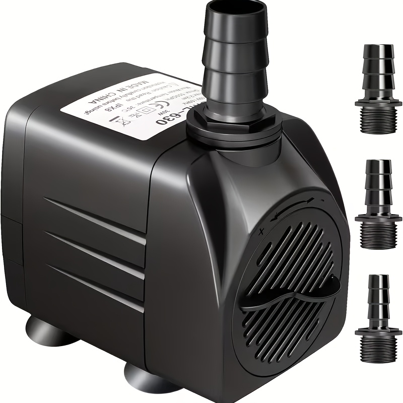 TEMU 550gph Submersible Pump 30w Fountain Pump, 528.34 Gallons Per Hour, 3 Nozzles, Suitable For Aquariums, Fish Tanks,, Hydroponics, Statues, Battery-free
