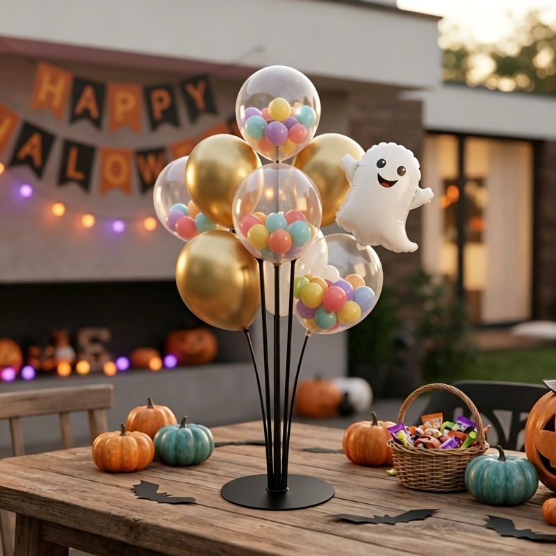 TEMU 1 Set Schwarzer Ballon Desktop Ständer Set mit Runder Basis - Wiederverwendbares Ballon Display Rack für Tisch- und Bodendekoration, Outdoor