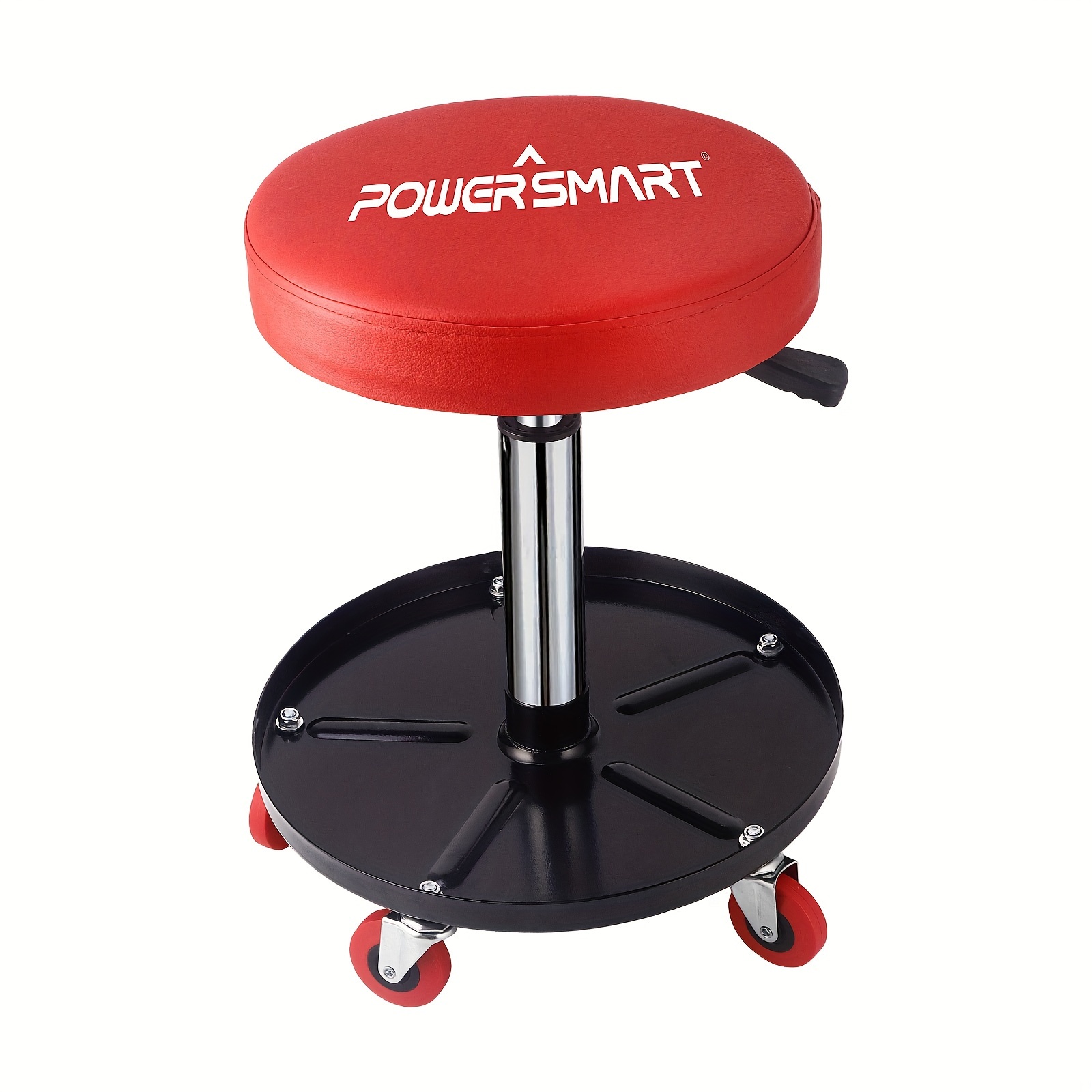 

Powersmart Rolling Mechanics Seat, 300 Lbs Capacity Heavy-duty Pneumatic Adjustable Garage Stool With Tool Tray Storage