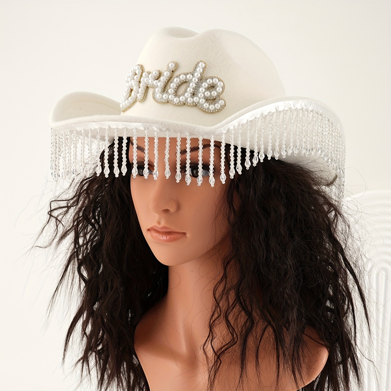 womens sparkling bride bridal cowgirl hat - Temu display picture 1