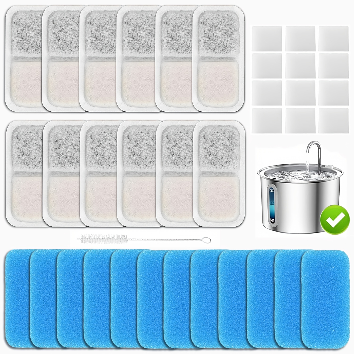 TEMU Cat Fountain Replacement Filters Compatible With Pwf-001 2l/67oz Stainless Steel Pet Water Fountain, Without Battery