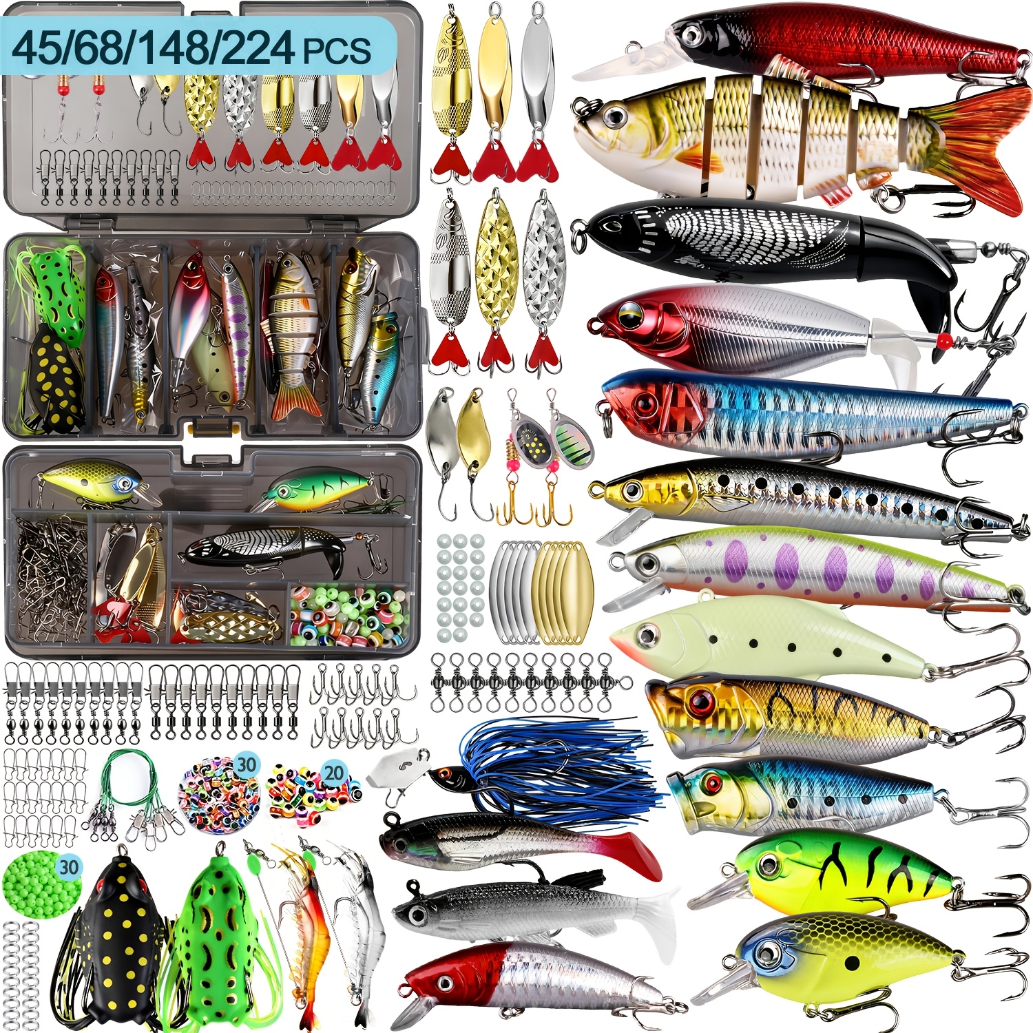 bass fishing lures sale Saltwater Kit, Jerkbait Striped Lures Surf Fishing Striper Lures Deep Diving Jerkbait Popper Plugs Hard Minnow Lures Baits for Inshore Offshore Ocean Deep Sea Fishing : Sports 1/2 River Bugs (three each of two colors) Bass Fishing Lure Kit -